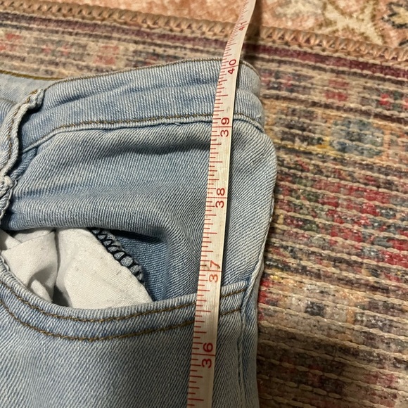 High waist wide leg flare denim jeans pants Raw Hem Valija light boho retro 90s - Picture 10 of 11